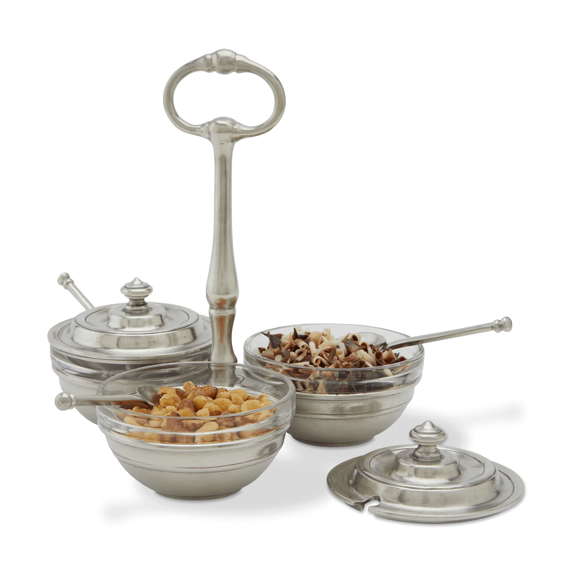 Condiment Caddy Set with Lids & Spoons