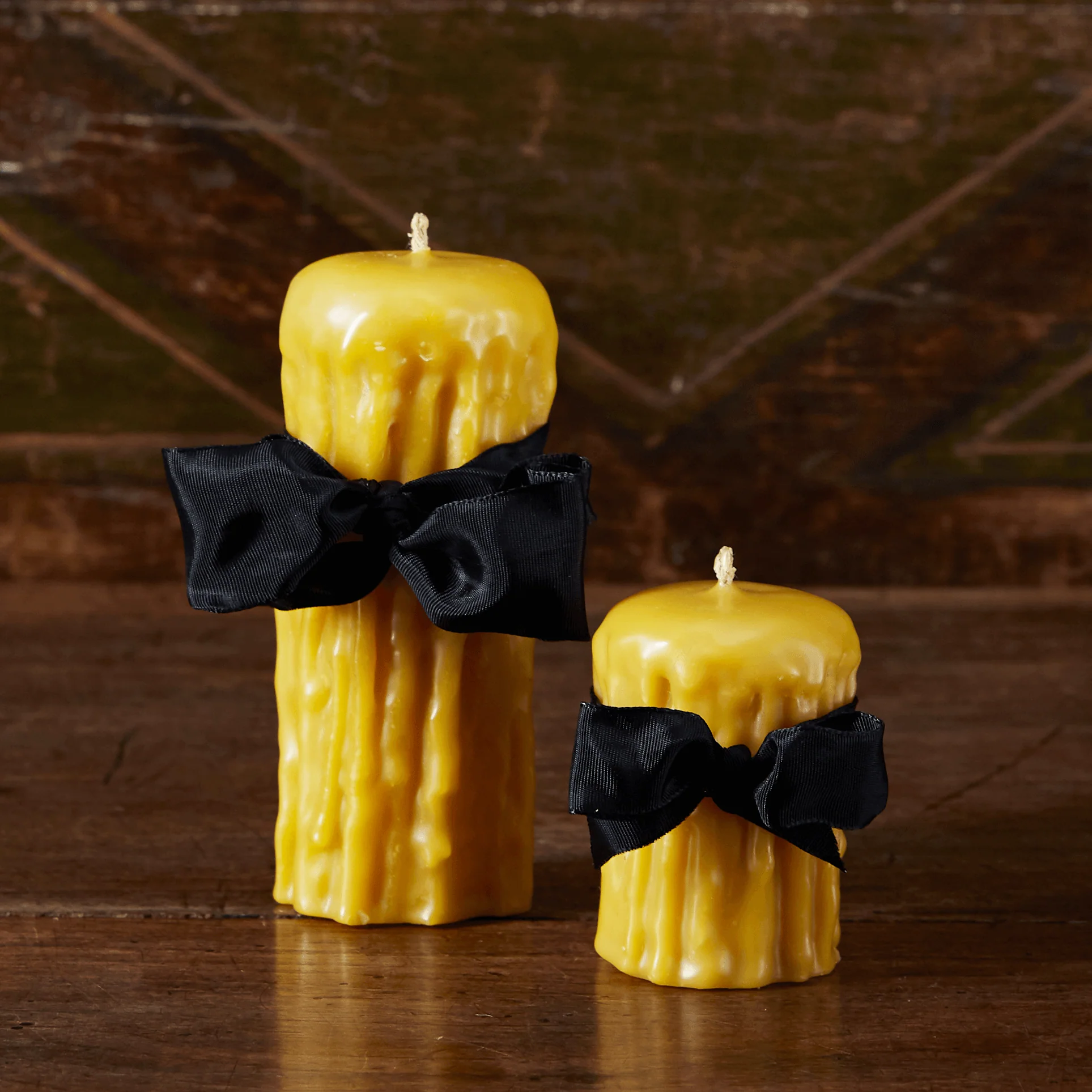 Gold Beeswax Drip Pillar