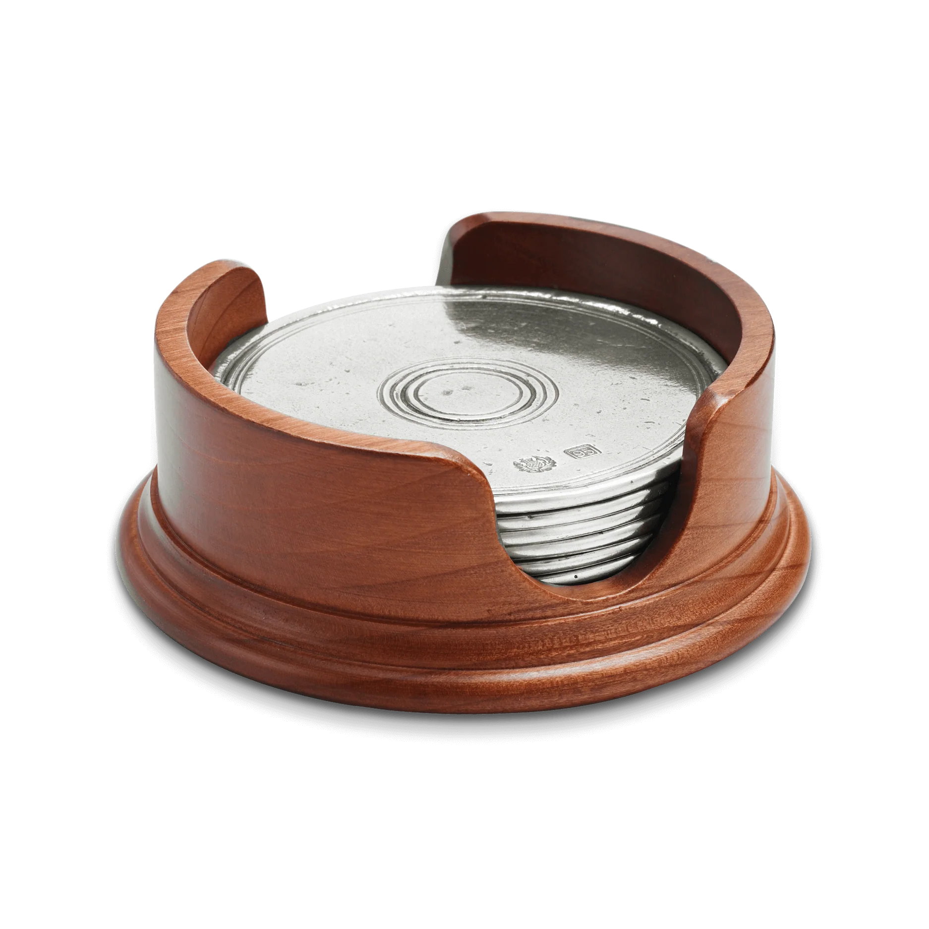 Round Coasters with Wood Base, Set of 6